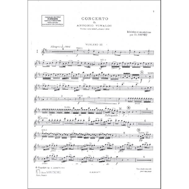 Concerto Op 3 N 10 4 Vl Violon 3